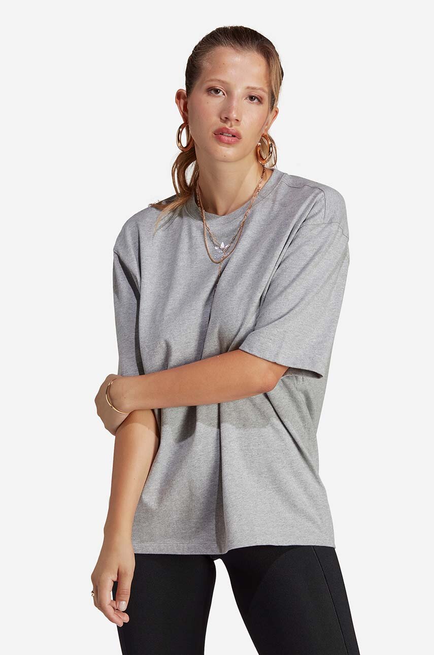 Хлопковая футболка adidas Originals цвет серый меланж IA6466-grey