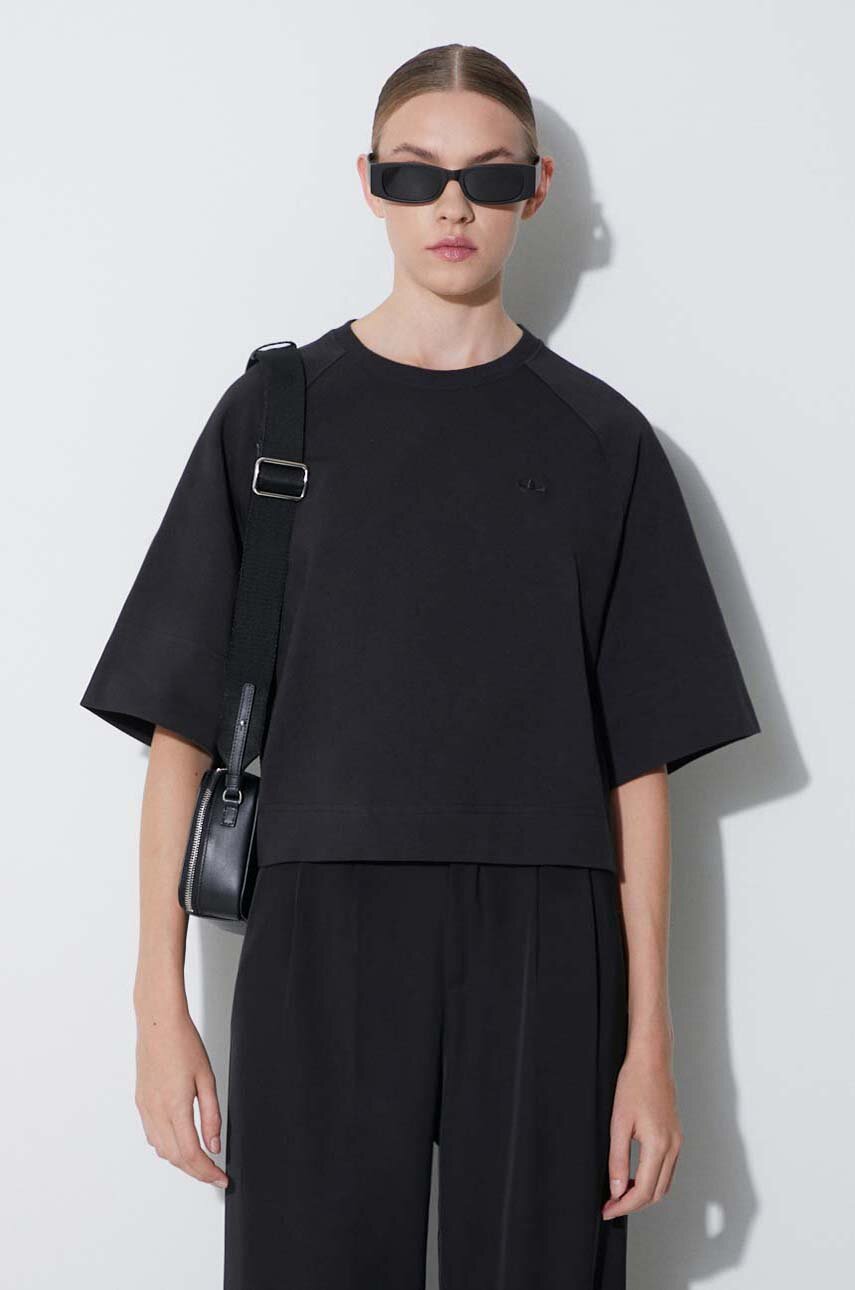 Хлопковая футболка adidas Originals IC5253 цвет чёрный однотонная IC5253-black