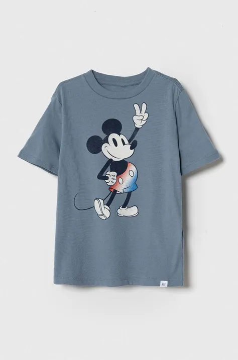 GAP t-shirt bawełniany dziecięcy x Disney kolor niebieski wzorzysty