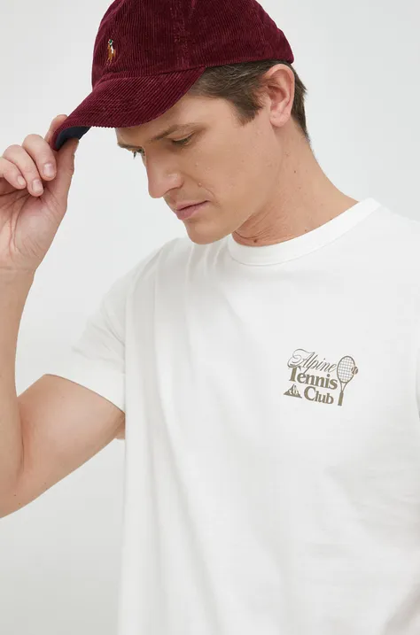 Selected Homme t-shirt bawełniany kolor biały z nadrukiem
