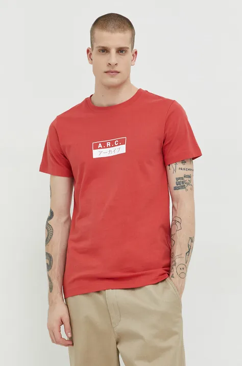 Solid t-shirt bawełniany kolor czerwony z nadrukiem