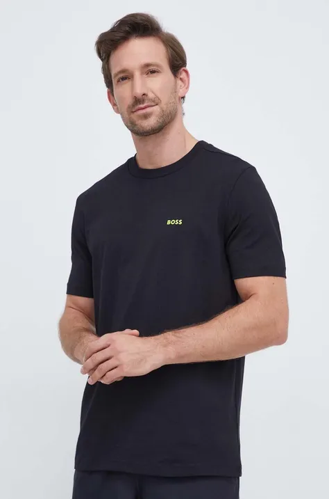 BOSS t-shirt BOSS GREEN męski kolor czarny z aplikacją