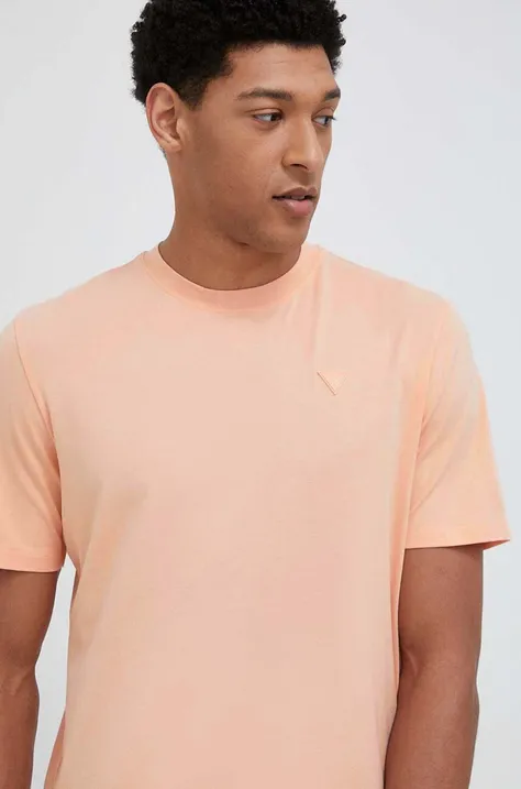 Majica kratkih rukava Guess za muškarce, boja: narančasta, glatki model