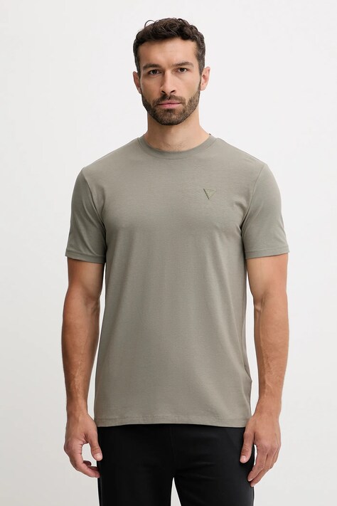 Guess tricou culoarea maro, neted
