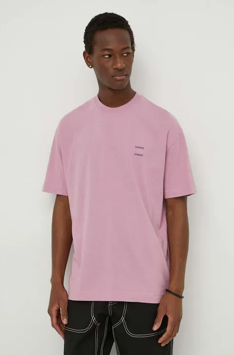 Bavlněné tričko Samsoe Samsoe JOEL béžová barva, M22300126