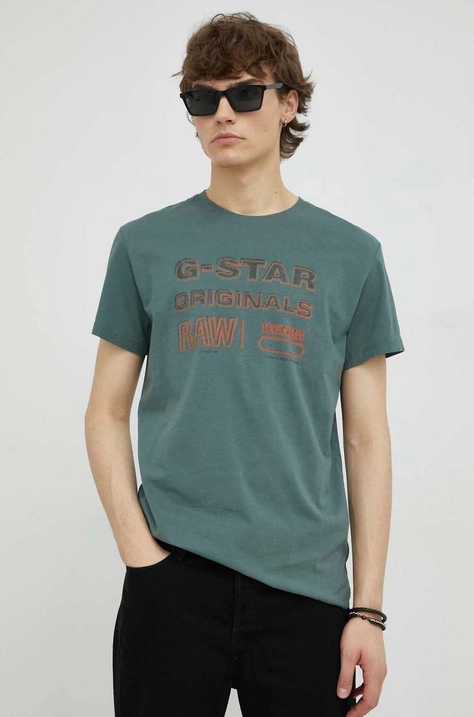 G-Star Raw t-shirt bawełniany kolor szary z nadrukiem