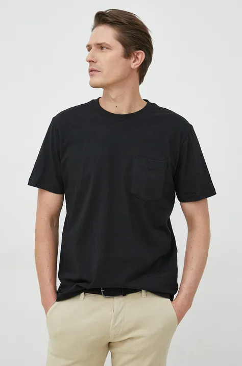 Bavlnené tričko GAP čierna farba, jednofarebné