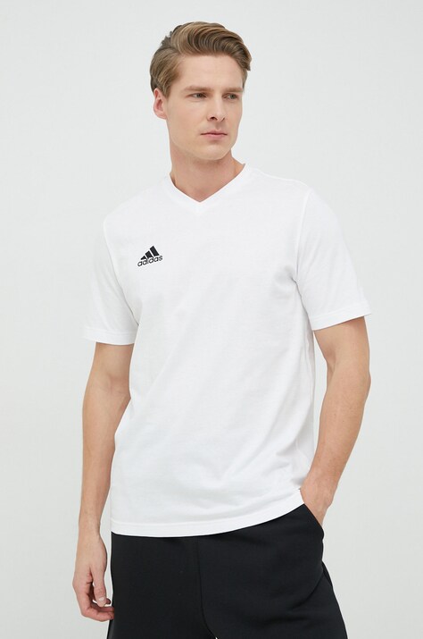 Хлопковая футболка adidas Performance цвет белый однотонный