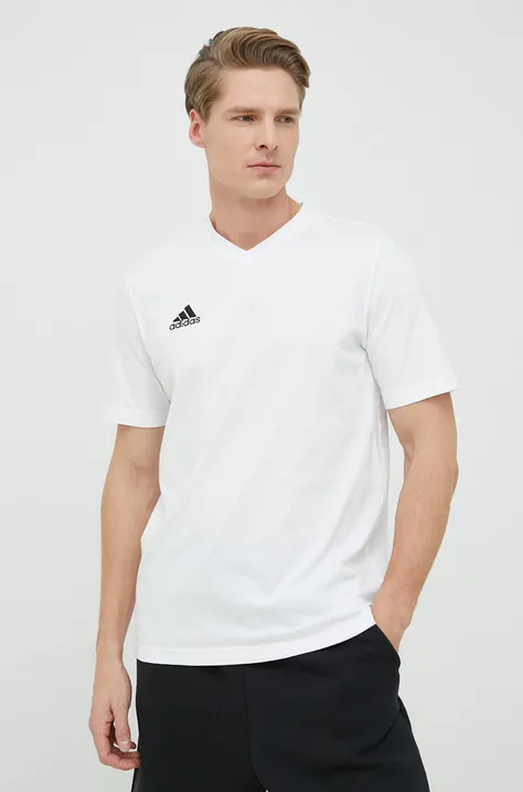 Bavlnené tričko adidas Performance biela farba, jednofarebné