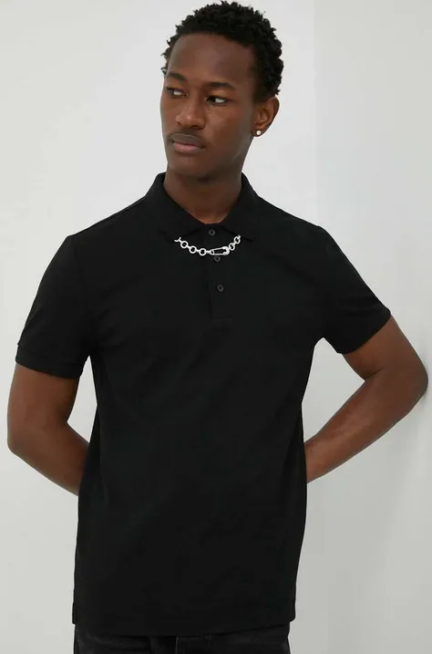 Bavlnené polo tričko Tiger Of Sweden čierna farba, jednofarebné