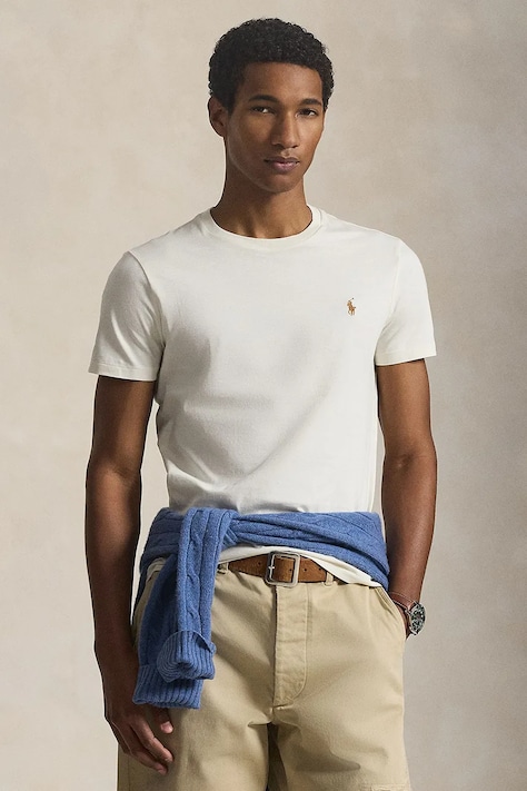 Polo Ralph Lauren basic tričko bavlnené pánske béžové 710671438