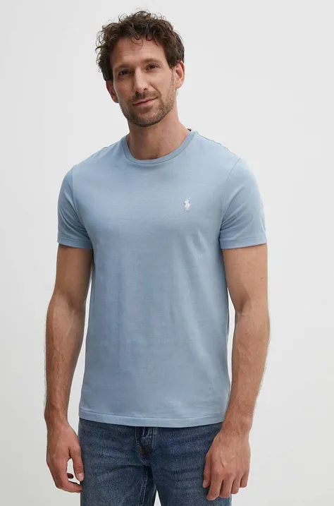 Βαμβακερό μπλουζάκι Polo Ralph Lauren ανδρικό, χρώμα: μοβ, 710671438