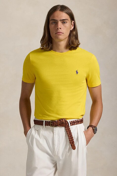 Хлопковая футболка Polo Ralph Lauren мужская цвет красный однотонная 710671438