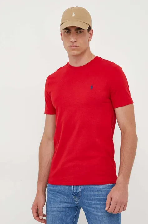 Polo Ralph Lauren t-shirt bawełniany kolor czerwony gładki