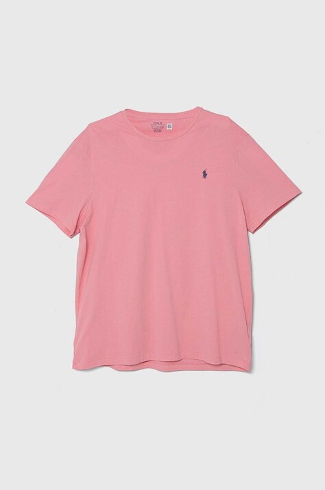 Polo Ralph Lauren tricou din bumbac barbati, culoarea roz, neted, 710671438