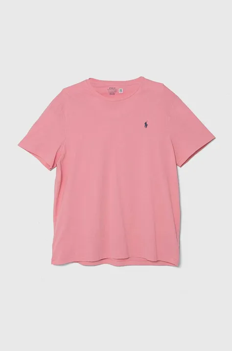 Pamučna majica Polo Ralph Lauren za muškarce, boja: ružičasta, bez uzorka