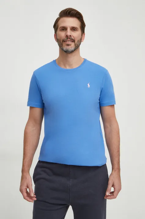 Памучна тениска Polo Ralph Lauren в синьо с изчистен дизайн 710671438