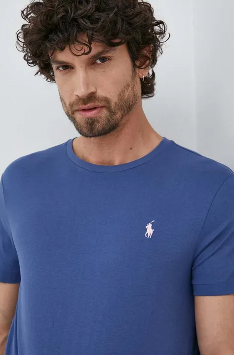 Хлопковая футболка Polo Ralph Lauren мужской цвет синий однотонный