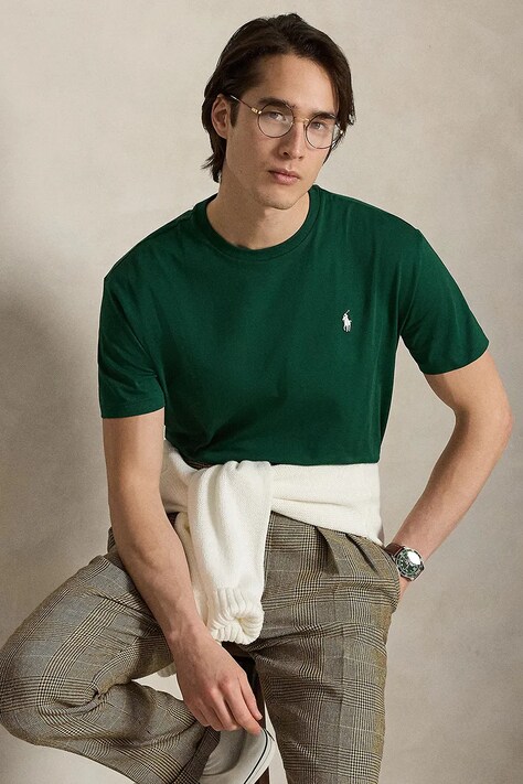 Polo Ralph Lauren T-shirt basic męski bawełniany zielony 710671438