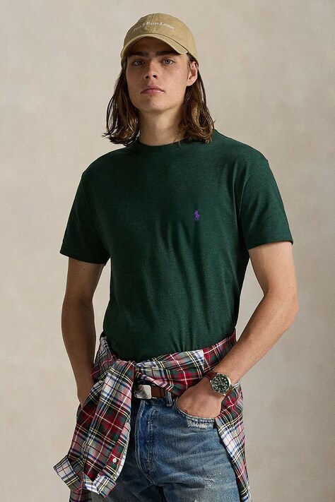 Polo Ralph Lauren T-shirt basic męski bawełniany zielony 710671438