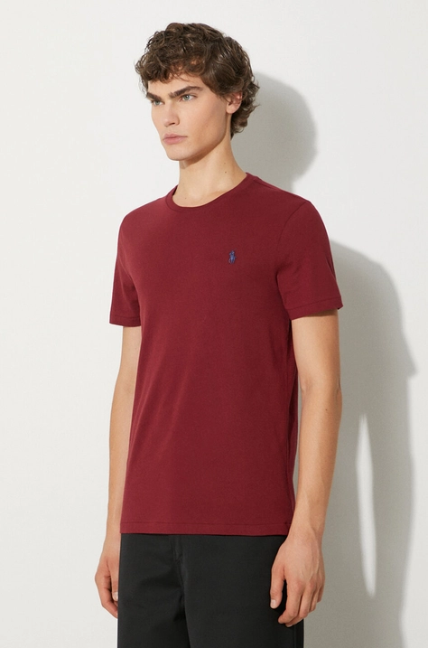 Polo Ralph Lauren tricou din bumbac barbati, culoarea bordo, neted, 710671438