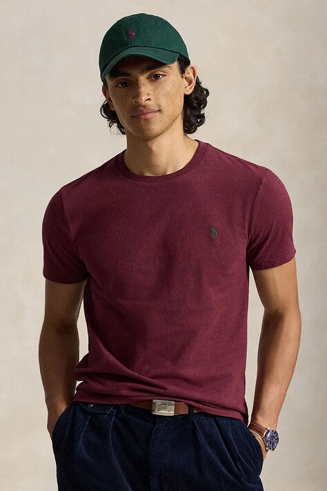 Polo Ralph Lauren T-shirt basic męski bawełniany bordowy 710671438