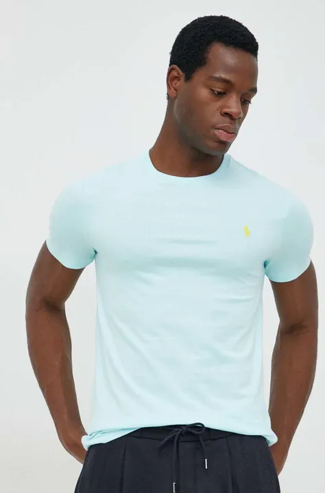 Βαμβακερό μπλουζάκι Polo Ralph Lauren χρώμα: τιρκουάζ