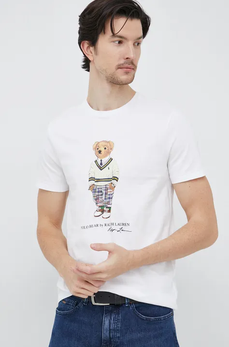 Βαμβακερό μπλουζάκι Polo Ralph Lauren χρώμα: άσπρο