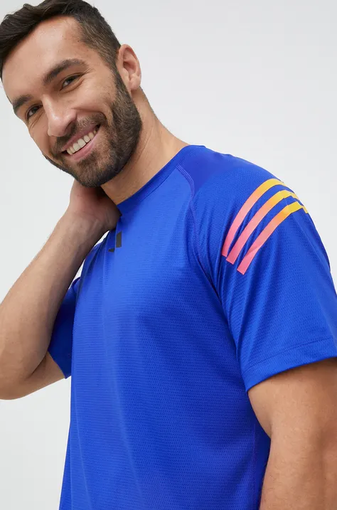 adidas Performance t-shirt treningowy Training Icons kolor niebieski z nadrukiem