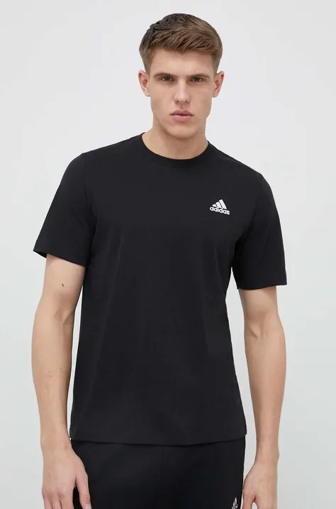 adidas t-shirt bawełniany kolor czarny gładki