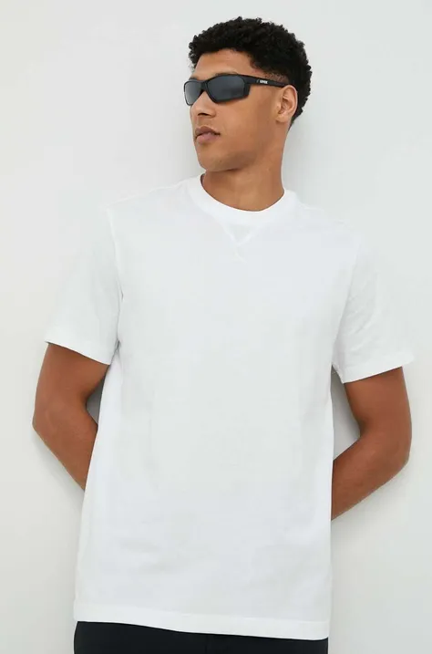 Хлопковая футболка adidas цвет белый с аппликацией