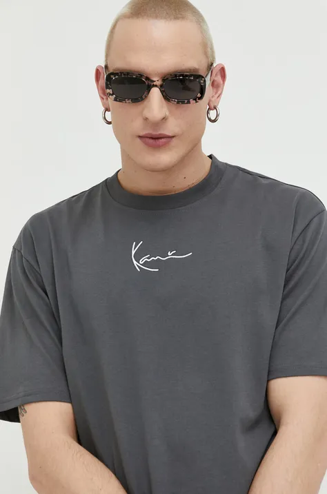 Pamučna majica Karl Kani boja: siva, s aplikacijom, 6037587-dark.grey