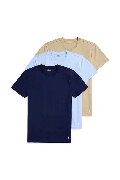 Βαμβακερό μπλουζάκι Polo Ralph Lauren 3-pack ανδρικό, χρώμα: μπεζ, 714830304