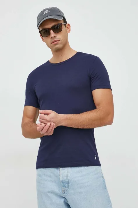 Хлопковая футболка Polo Ralph Lauren 3 шт цвет синий однотонный