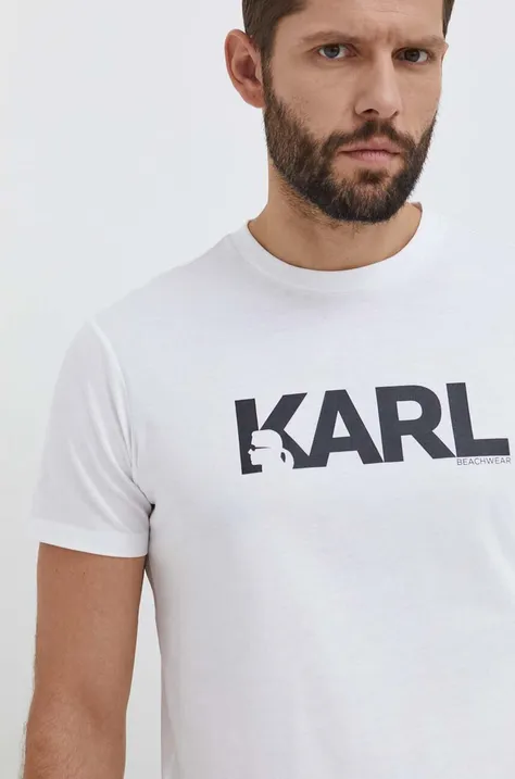 Хлопковая футболка Karl Lagerfeld цвет белый с принтом