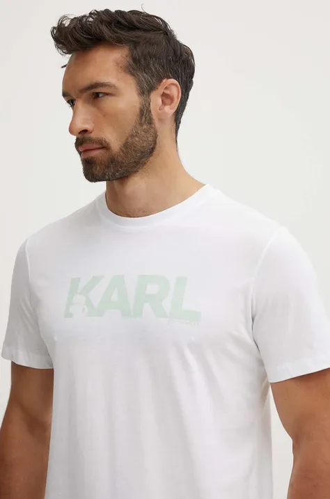 Bavlnené tričko Karl Lagerfeld biela farba, s potlačou