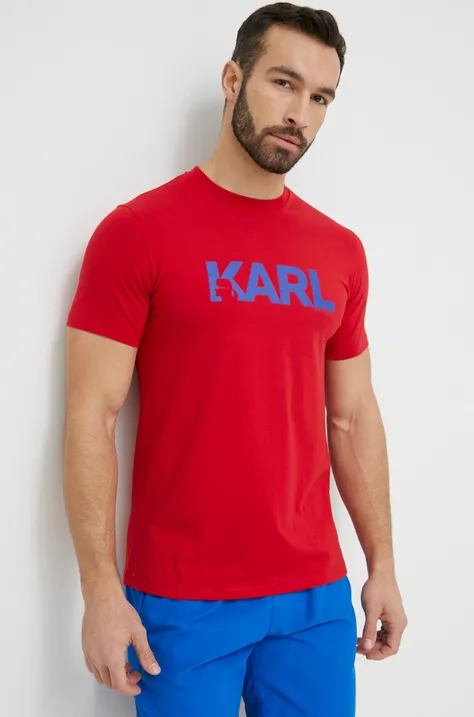 Bombažna kratka majica Karl Lagerfeld rdeča barva