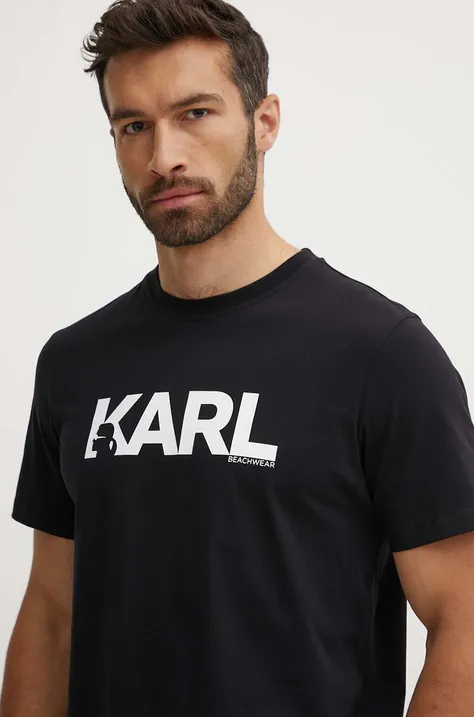 Bavlnené tričko Karl Lagerfeld čierna farba, s potlačou