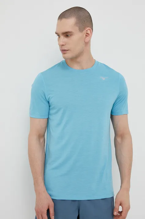 Mizuno t-shirt do biegania Impulse kolor niebieski gładki