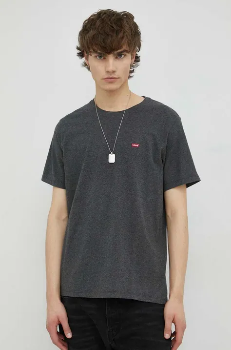 Levi's t-shirt bawełniany kolor szary gładki