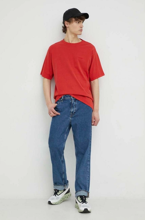 Levi's tricou din bumbac culoarea rosu, neted