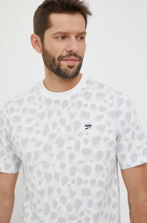 Puma t-shirt bawełniany kolor biały wzorzysty