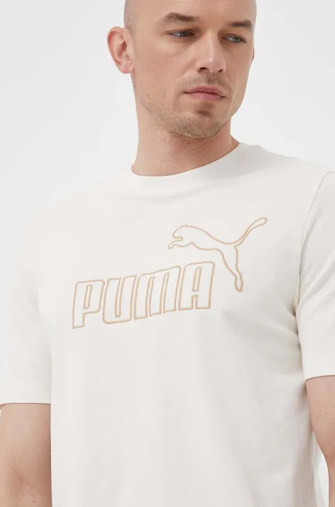 Футболка Puma чоловічий колір бежевий з аплікацією