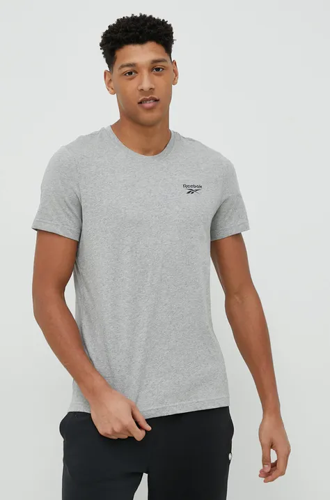 Бавовняна футболка Reebok колір сірий меланж