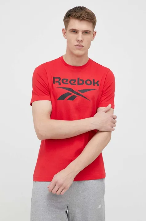 Reebok t-shirt bawełniany kolor czerwony z nadrukiem