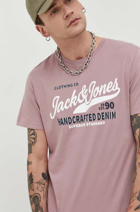 Βαμβακερό μπλουζάκι Jack & Jones JJSTAR