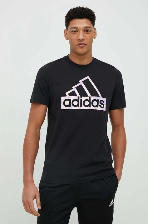 adidas t-shirt bawełniany kolor czarny z nadrukiem