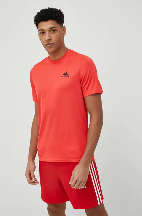 Тренувальна футболка adidas Performance Designed for Movement колір червоний однотонна