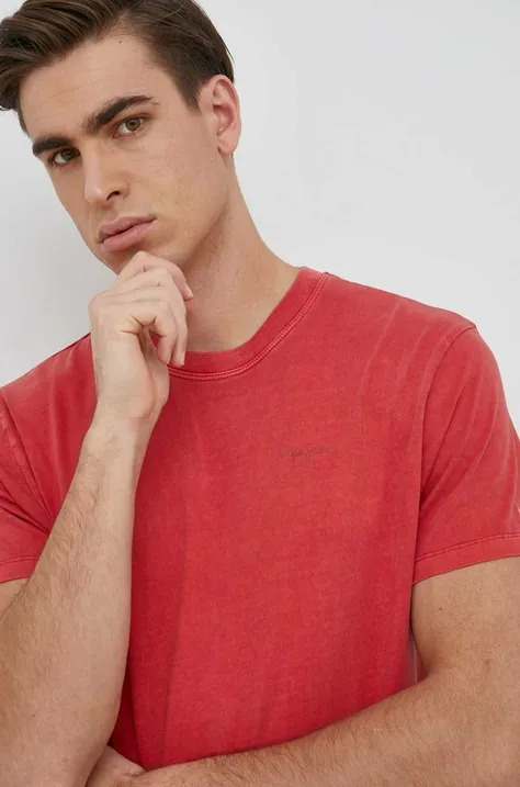 Бавовняна футболка Pepe Jeans Jacko Колір червоний однотонна