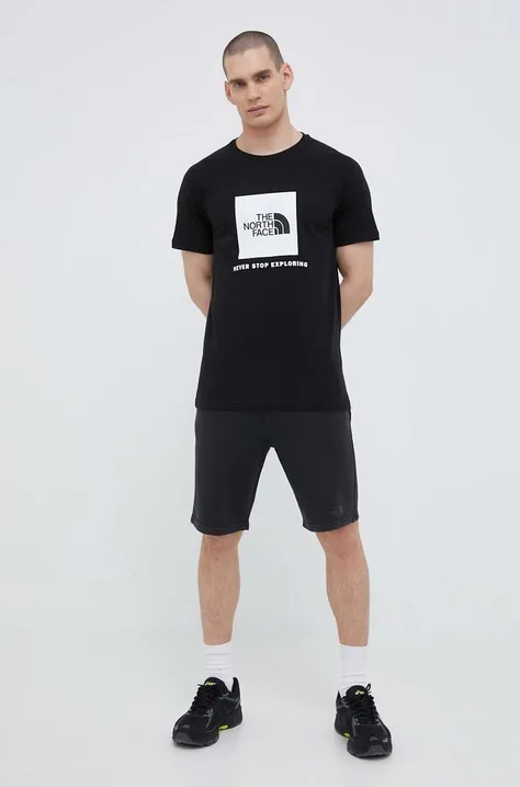 The North Face t-shirt bawełniany kolor czarny z nadrukiem NF0A3BQOKY41-KY41